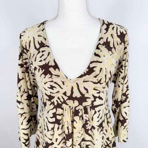 Diane Von Furstenberg Women's Silk Printed Baby Doll Mini Dress Size 2 Brown - Picture 2 of 11